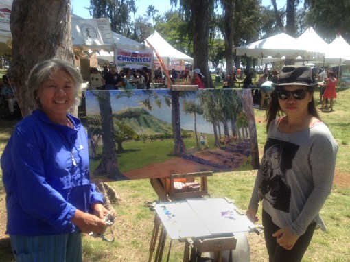 Me and Taxx, who I just met, with my painting in progress, i.e., it is not from completed (Photo by Taxx's photographer)