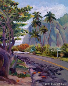 "Kamehameha Highway and Kaaawa Place," 16" x 20" oil on canvas, at auction