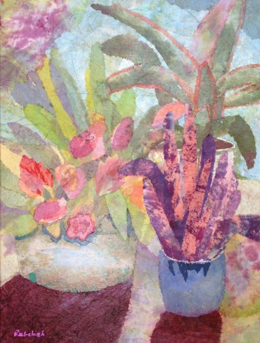 Bromeliads - 2015 - 18” x 24” hand-dyed paper on canvas — Leslie Miller Collection