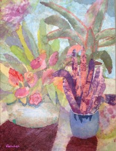 18” x 24” Hand-dyed Paper on Canvas by Rebekah Luke