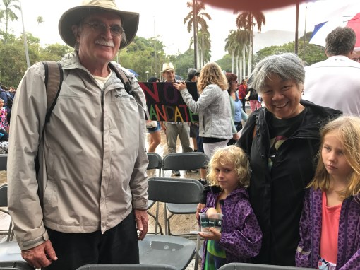 Women's March participants at the Hawaii State Capitol: Pete, Perrin, Rebekah, Ayla